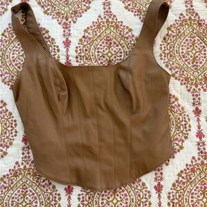 Abercrombie & Fitch Brown Leather Crop Top